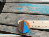 Wood, Blue, and Orange Acrylic Earrings