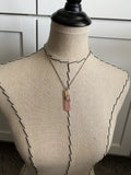 Two-Tone Pink/Peach and Wood Pendant Necklace