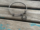 SALE- Sun Charm Bangle Bracelet - Adjustable Bracelet