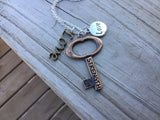 Mixed Metals Charm Necklace: Strength Key, Love Charms