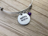 Stepmom Bracelet- Hand-Stamped Bracelet- "extra mom" with an accent bead of your choice