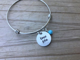 Quote Bracelet- Hand-Stamped Bracelet- "love you" with an accent bead of your choice