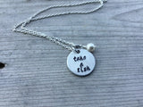 Quote Necklace- Hand-Stamped Necklace "take a risk" with an accent bead in your choice of colors