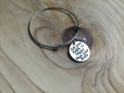 Quote Bracelet- "Let your faith be bigger than your fears" with an accent bead of your choice