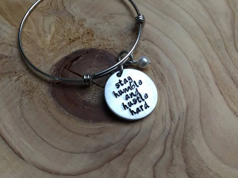 Quote Bracelet- "stay humble and hustle hard" with an accent bead of your choice
