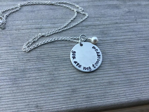 Inspiration Necklace- "you are my tomorrow" with an accent bead of your choice