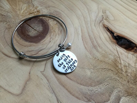 Quote Bracelet- "enjoy the gift of this ordinary day" with an accent bead of your choice
