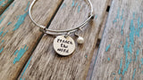 Quote Bracelet- Hand-Stamped Bracelet- "preach the word" with an accent bead of your choice