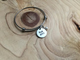 Hand-Stamped "feel good" Bangle Bracelet with Accent Bead of your choice