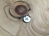 Quote Bracelet- Hand-Stamped Bracelet- "chin up" with an accent bead of your choice
