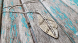 Large Antique Silver Leaf Necklace