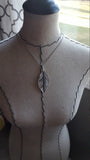 Large Antique Silver Leaf Necklace