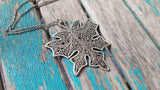 Large Antique Silver Leaf Pendant Necklace: Rustic Statement Jewelry