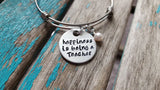 Quote Bracelet- "happiness is being a Teacher" with an accent bead of your choice