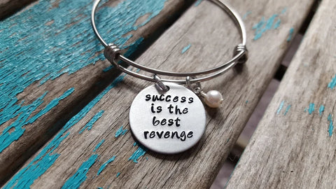 Quote Bracelet- "success is the best revenge" with an accent bead of your choice