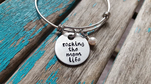 Quote Bracelet- "rocking the mom life" with an accent bead of your choice (Copy)