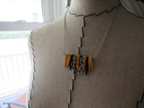 Yellow Wood Statement Necklace: Black Spikes, Industrial Chain
