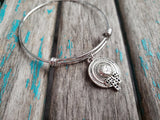 SALE- Bonnet Charm Bangle Bracelet - Adjustable Bracelet