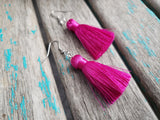 Fringe Earrings- Raspberry Pink Fringe Earrings
