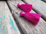 Fringe Earrings- Raspberry Pink Fringe Earrings