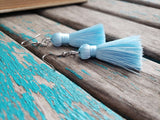 Fringe Earrings- Light Blue Purple Fringe Earrings