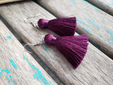 Fringe Earrings- Plum Purple Fringe Earrings