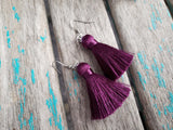 Fringe Earrings- Plum Purple Fringe Earrings