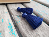 Fringe Earrings- Navy Blue Fringe Earrings
