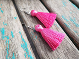 Fringe Earrings- Bright Pink Fringe Earrings