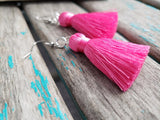 Fringe Earrings- Bright Pink Fringe Earrings
