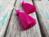 Fringe Earrings- Raspberry Pink Fringe Earrings