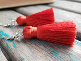 Fringe Earrings- Orange Purple Fringe Earrings