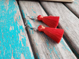 Fringe Earrings- Orange Purple Fringe Earrings