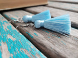 Fringe Earrings- Light Blue Purple Fringe Earrings