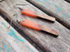 Long Wood and Orange Acrylic Earrings