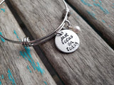 Quote Bracelet- Hand-Stamped Bracelet- "just focus on today" with an accent bead of your choice