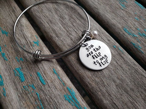 Quote Bracelet- "you are the flip to my flop" with an accent bead of your choice