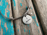 Quote Bracelet- Hand-Stamped Bracelet- "I care." with an accent bead of your choice