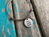 Quote Bracelet- Hand-Stamped Bracelet- "try your best" with an accent bead of your choice