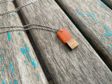 Rectangle Wood and Orange Pendant Necklace