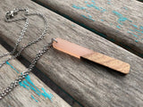 Long Wood and Pale Pink Pendant Necklace on your choice of chain