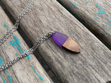 Wood and Purple Pendant Necklace