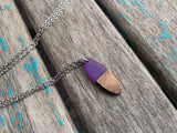 Wood and Purple Pendant Necklace