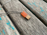 Rectangle Wood and Orange Pendant Necklace
