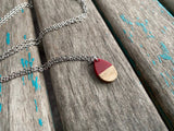 Teardrop Wood and Red Pendant Necklace