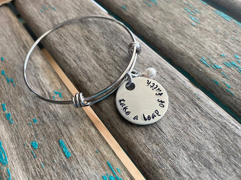 Quote Bracelet- "take a leap of faith" with an accent bead of your choice