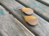 Teardrop Wood and Yellow Acrylic Earrings