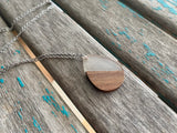Wood and Milky/Clear Teardrop Pendant Necklace