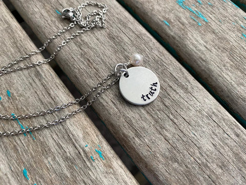 Truth Necklace- Hand-Stamped Necklace "Truth" with an accent bead in your choice of colors