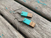 Wood and Turquoise Rectangle-Shaped Acrylic Earrings